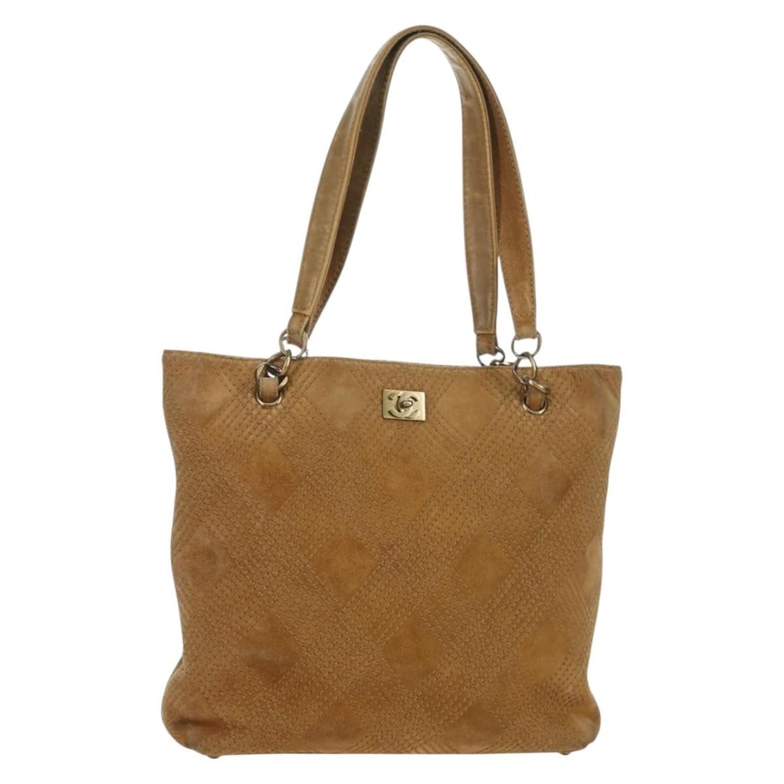 Brown Suede Chanel Wild Stitch Tote with Gold CC Logo Italy: Brown Suede Chanel Wild Stitch Tote with Gold CC Logo Italy This CHANEL Wild Stitch handbag features a brown and gold suede exterior with distinctive stitching and gold-tone CC accents. Designed for w