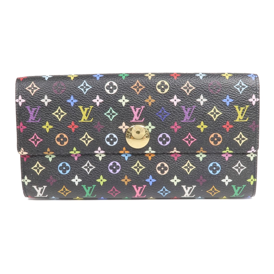 Louis Vuitton Sarah Multicolore Bifold Wallet Black Monogram M93747 GHW: Louis Vuitton Sarah Multicolore Bifold Wallet Black Monogram M93747 GHW This Louis Vuitton Portefeuille Sarah wallet features the iconic Monogram Multicolore pattern on black PVC coated canvas. The wa