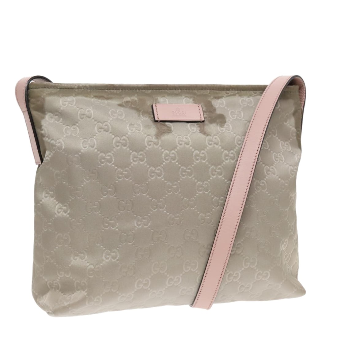 Gucci GG Canvas Gray Silver Shoulder Bag 314529 Italy: Gucci GG Canvas Gray Silver Shoulder Bag 314529 Italy This GUCCI GG Canvas shoulder bag is crafted from gray and silver nylon with GG canvas detailing. Designed for women, it features an adjustable sh