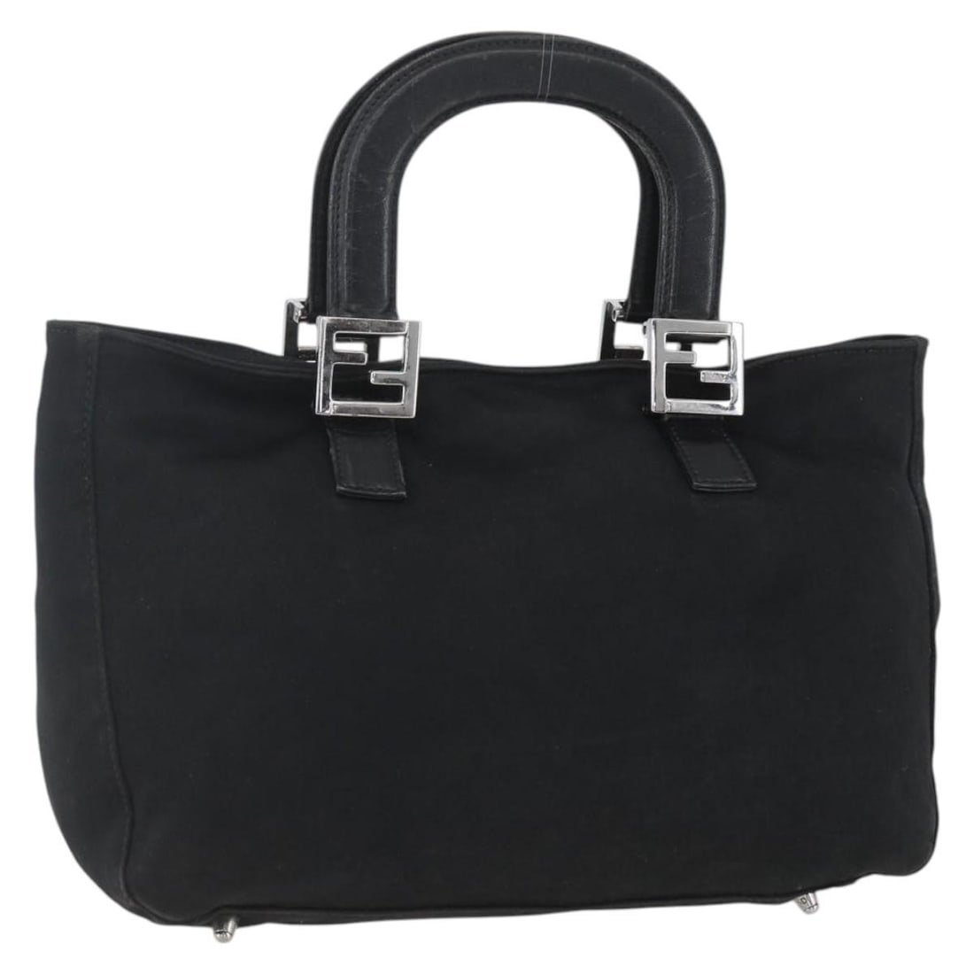 Fendi black nylon women handbag made in Italy: Fendi black nylon women handbag made in Italy This FENDI women's handbag is crafted from black and silver nylon, offering a stylish and practical accessory. Made in Italy, the bag features a spacious 