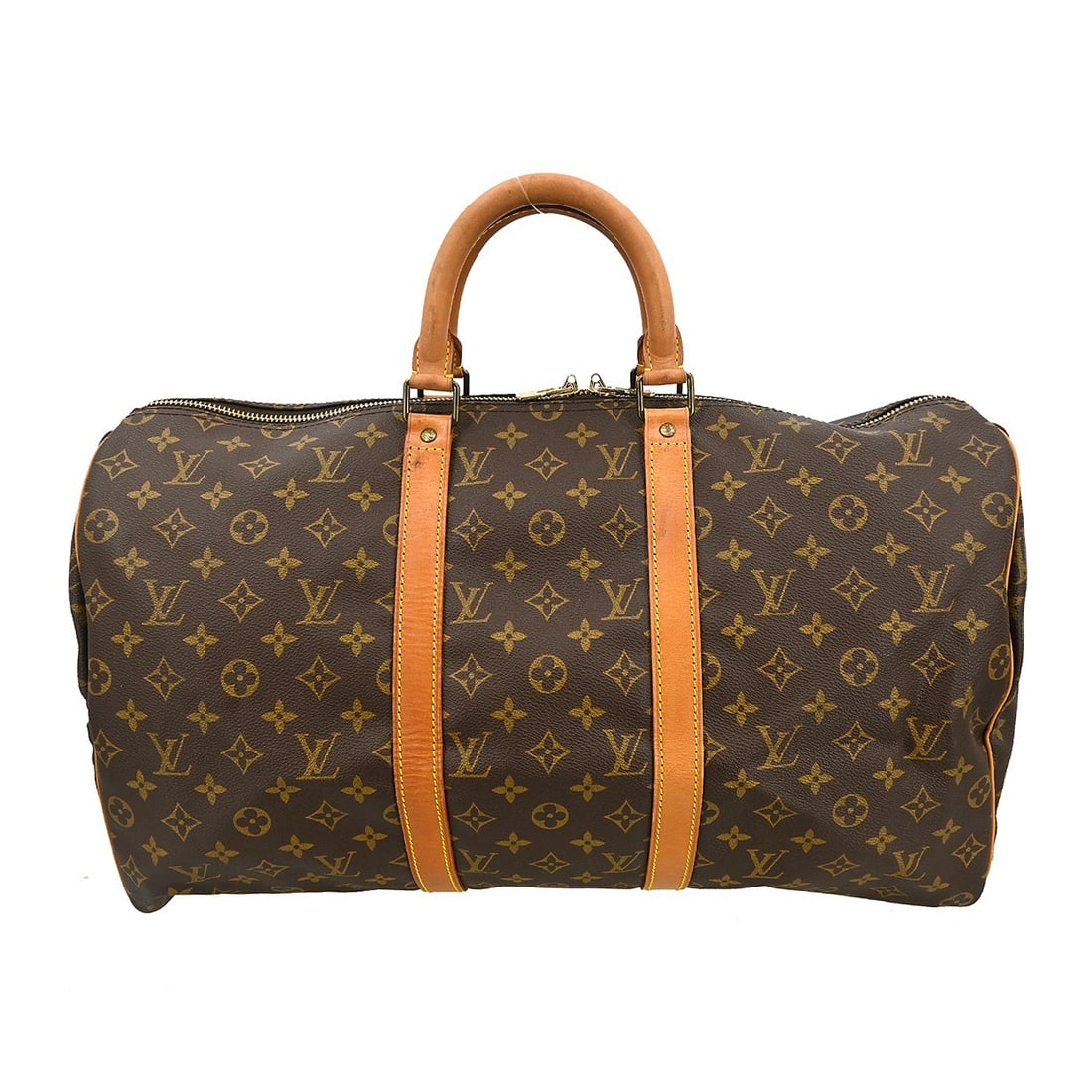 Louis Vuitton Keepall Monogram Canvas Unisex Travel Bag Brown: Louis Vuitton Keepall Monogram Canvas Unisex Travel Bag Brown The Louis Vuitton Keepall Bag in brown monogram canvas offers a classic design suitable for both men and women. Crafted in France, this ve