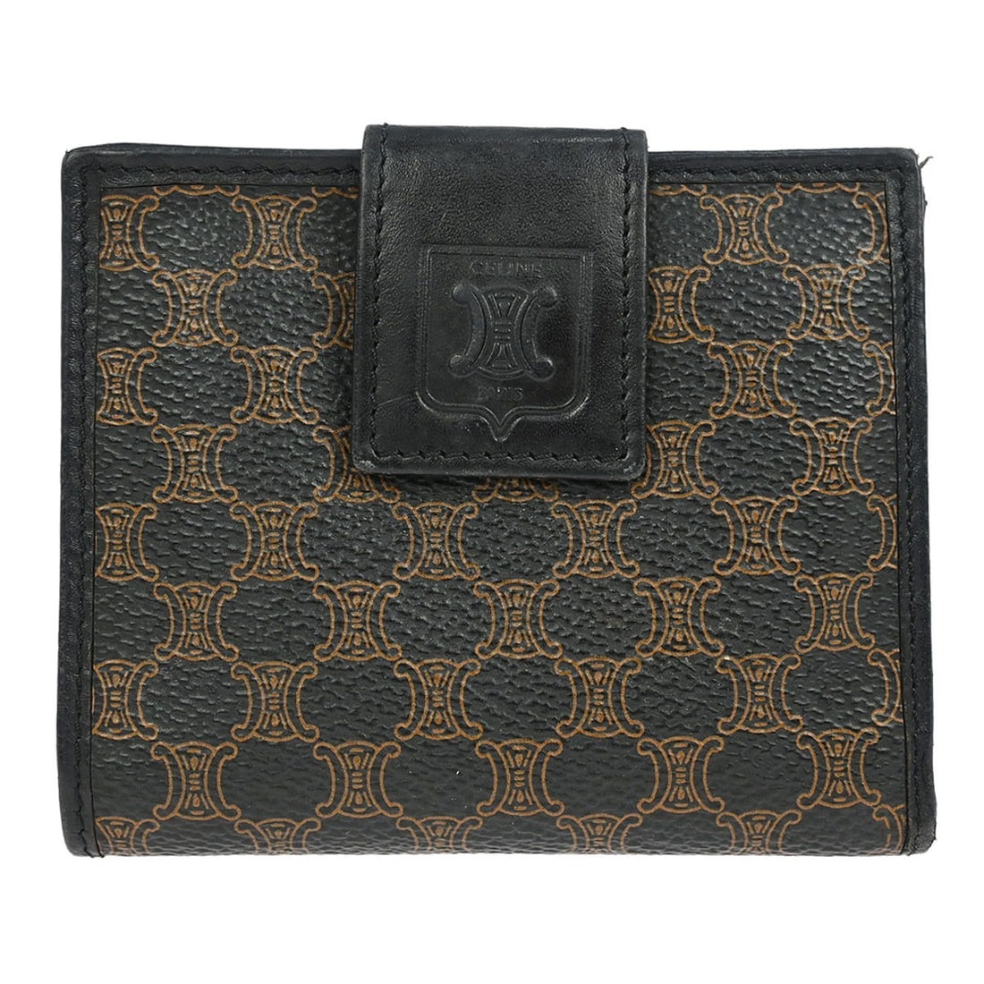 Celine Black Leather PVC Macadam Wallet M/96 Italy: Celine Black Leather PVC Macadam Wallet M/96 Italy This Celine wallet features the iconic Macadam pattern and is crafted from durable black leather PVC. Made in Italy, it showcases the brand's signatu