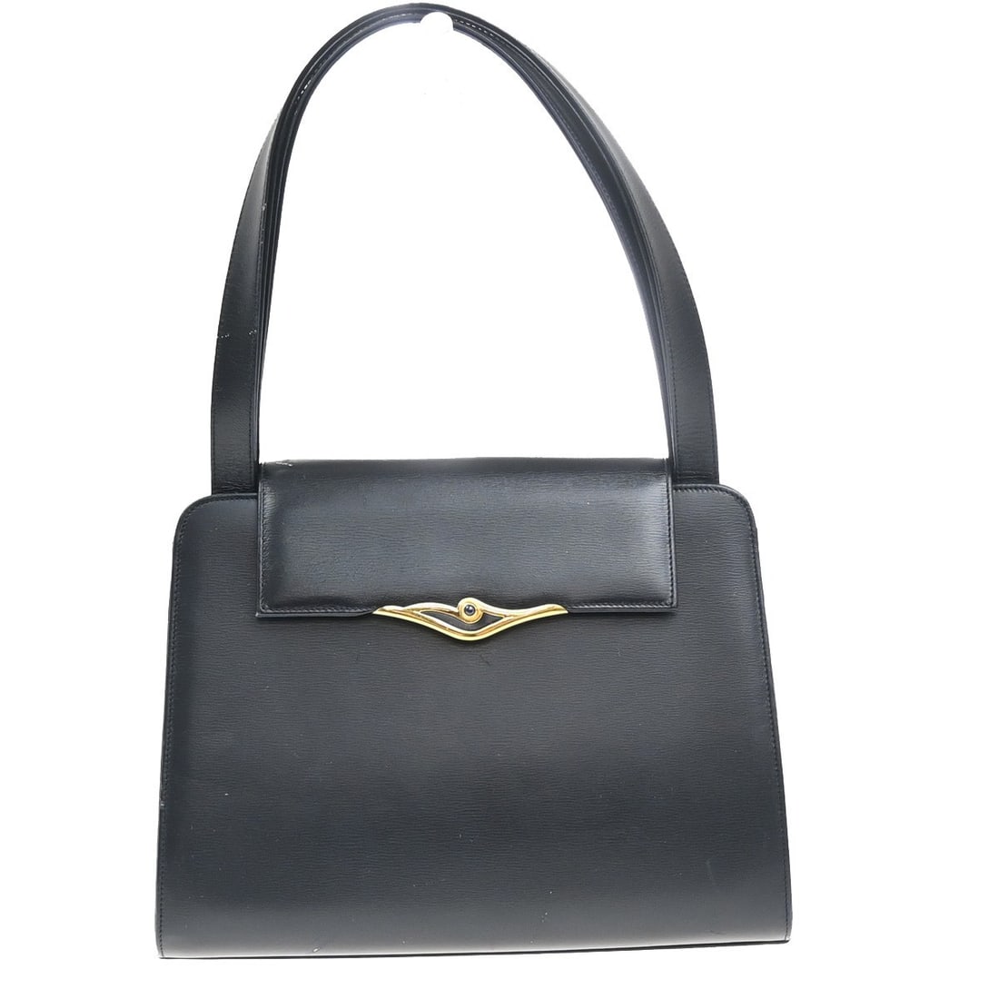 Cartier Navy Leather Vintage Shoulder Bag France 22cm: Cartier Navy Leather Vintage Shoulder Bag France 22cm This vintage Cartier shoulder bag is crafted from navy leather and designed for women. It features a classic silhouette with practical dimensions,