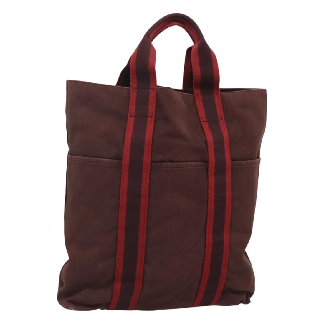 Hermes Fourre Tout Bordeaux Canvas Tote Bag for Women: Hermes Fourre Tout Bordeaux Canvas Tote Bag for Women This Hermes Fourre Tout Cabas tote bag is crafted from Bordeaux canvas and designed for women. The bag features a spacious main compartment, doubl