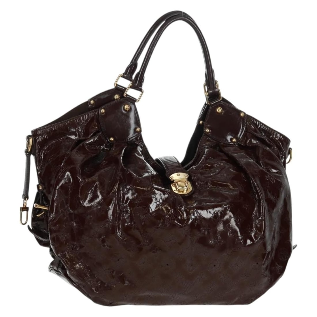 Louis Vuitton Surya Patent Leather Brown L Hobo Bag 40cm: Louis Vuitton Surya Patent Leather Brown L Hobo Bag 40cm This Louis Vuitton L Hobo handbag for women is crafted from brown patent leather with a spacious design. It features metal fittings and a handl