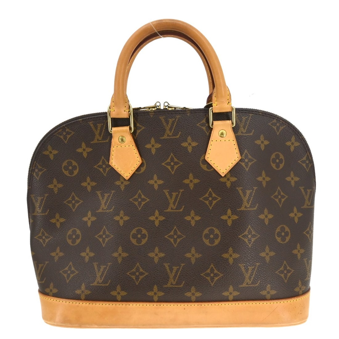 Louis Vuitton Alma Monogram Canvas Medium Brown Handbag M51130: Louis Vuitton Alma Monogram Canvas Medium Brown Handbag M51130 This Louis Vuitton Alma handbag features the iconic monogram canvas exterior with beige double handles and zip closure. It is a medium-si