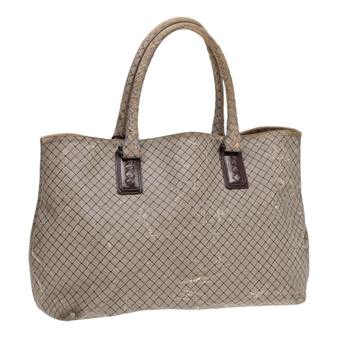 Gray Coated Canvas Tote by Bottega Veneta Italy: Gray Coated Canvas Tote by Bottega Veneta Italy This Bottega Veneta tote bag is crafted from gray coated canvas and designed for women. It is made in Italy, featuring a spacious interior and practical