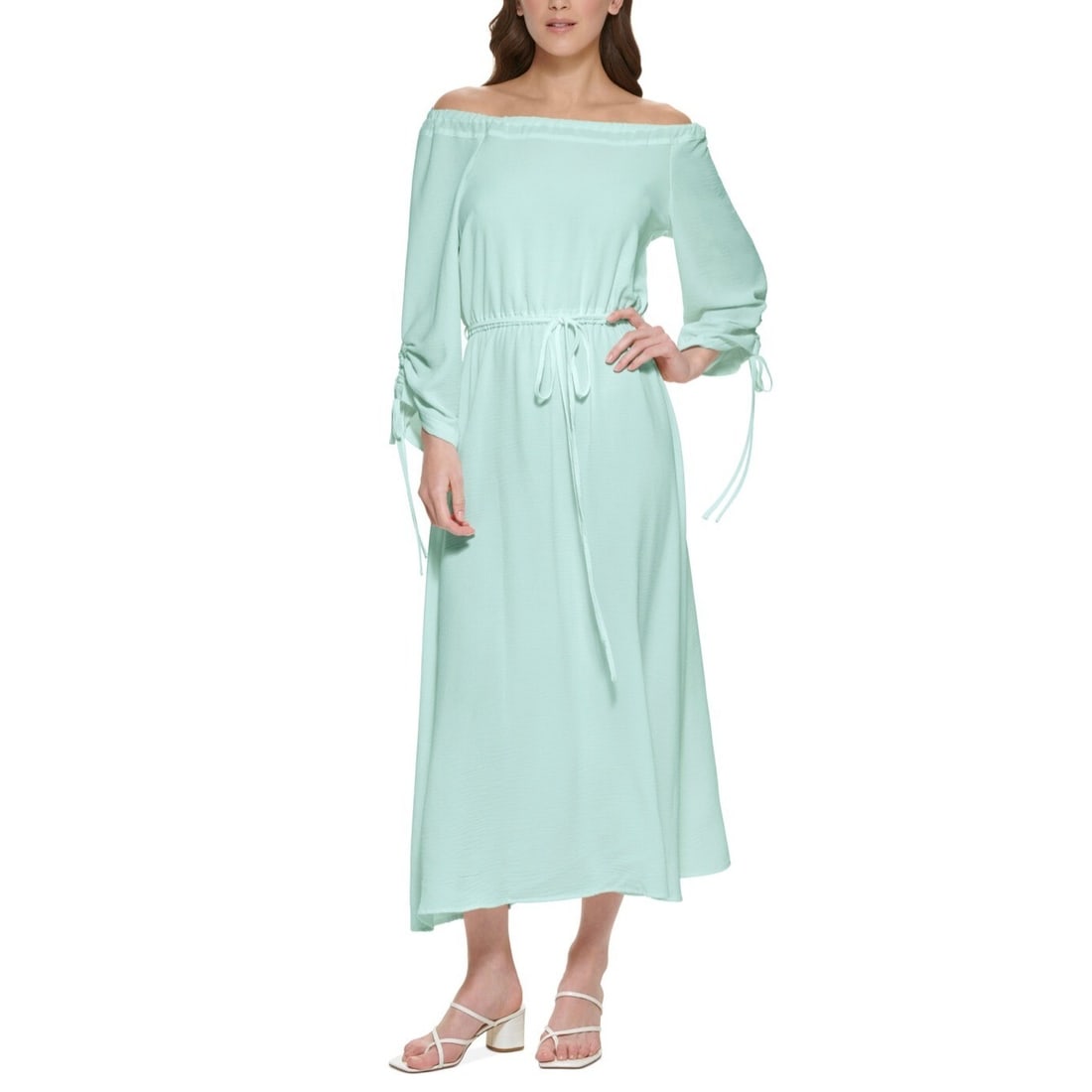 Calvin Klein Women's Off-Shoulder Blouson Maxi Dress White 6 (1 of 1)