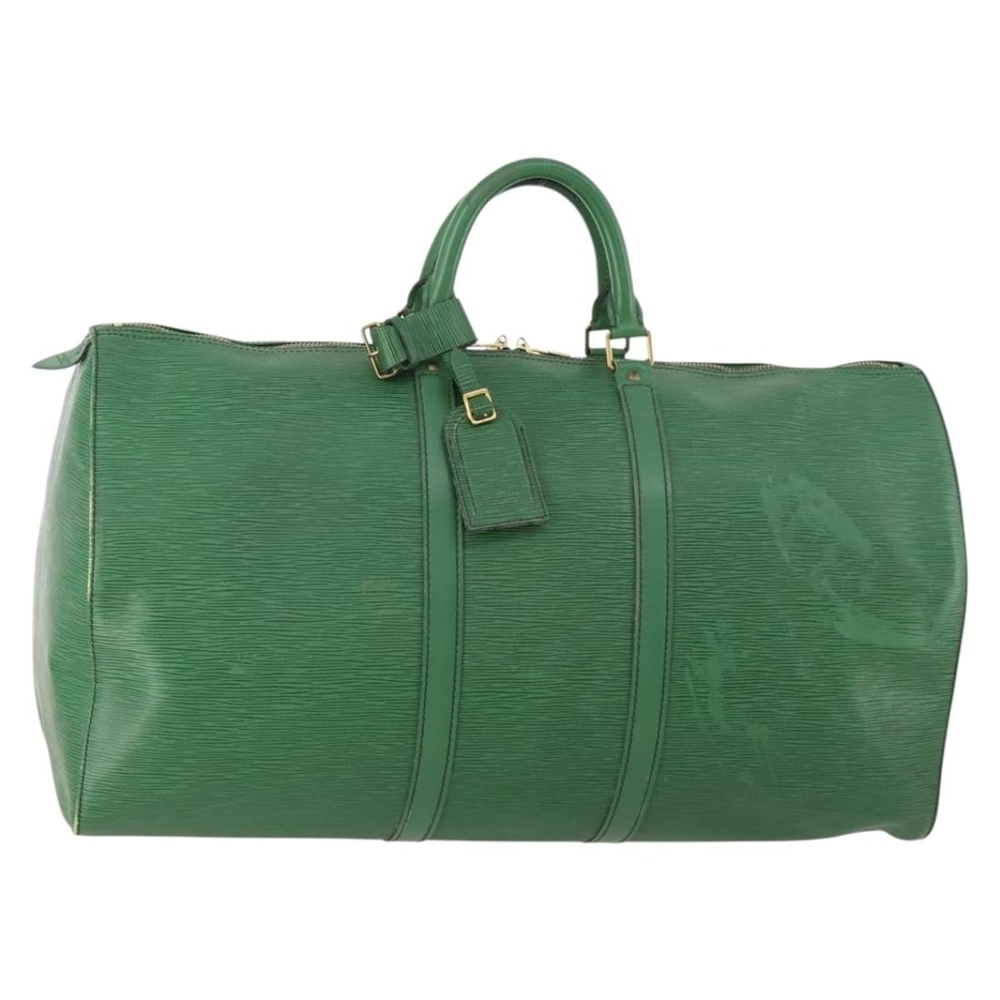 Green Epi Leather Keepall 55 Boston Bag by Louis Vuitton M42954: Green Epi Leather Keepall 55 Boston Bag by Louis Vuitton M42954 This Louis Vuitton Epi Keepall 55 Boston Bag features durable green Epi leather and a spacious design, making it ideal for travel or eve