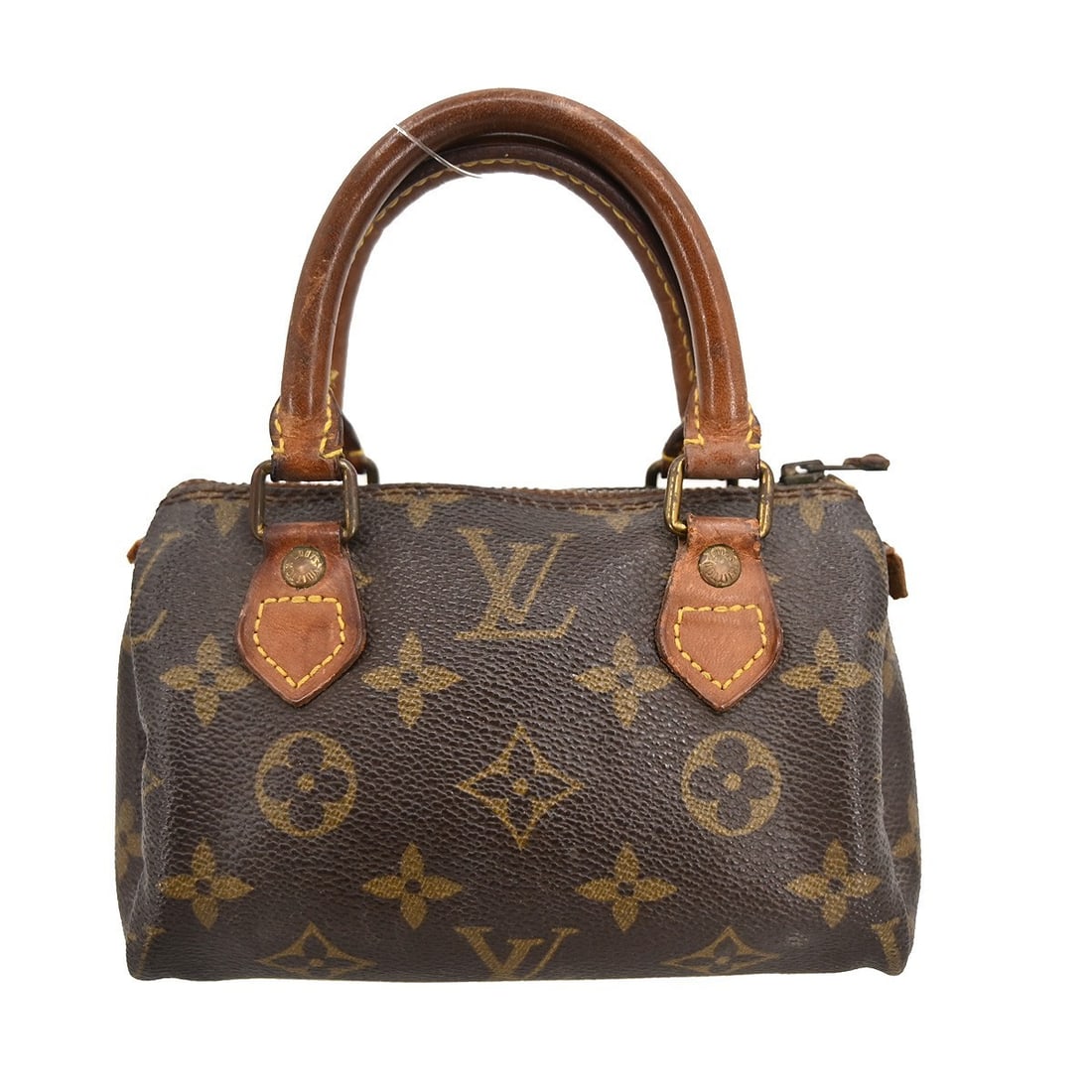 Louis Vuitton Mini Speedy Monogram Canvas Vintage Brown Handbag: Louis Vuitton Mini Speedy Monogram Canvas Vintage Brown Handbag This Louis Vuitton Mini Speedy handbag features the iconic monogram canvas and leather exterior in brown. Designed in a compact mini siz