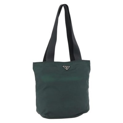 PRADA Green Nylon Tote Bag Silver Tone Italy: PRADA Green Nylon Tote Bag Silver Tone Italy This PRADA tote bag is crafted from green nylon with silver-tone accents and features a classic tote silhouette. Made in Italy, it offers ample space for d