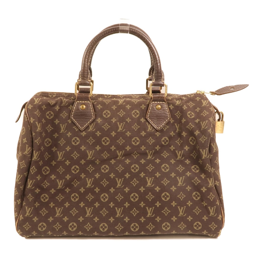 Louis Vuitton Speedy 30 Monogram Mini Lin Canvas Brown Handbag with Gold Hardware: Louis Vuitton Speedy 30 Monogram Mini Lin Canvas Brown Handbag with Gold Hardware This Louis Vuitton Speedy 30 handbag features the iconic Monogram Mini Lin canvas in brown, complemented by gold-tone 