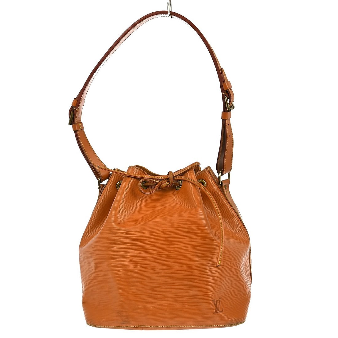 Louis Vuitton Petit Noe Epi Leather Brown Shoulder Bag: Louis Vuitton Petit Noe Epi Leather Brown Shoulder Bag This Louis Vuitton Petite Noe shoulder bag features the classic Epi leather in brown with a blue Alcantara lining and blue hardware accents. The 