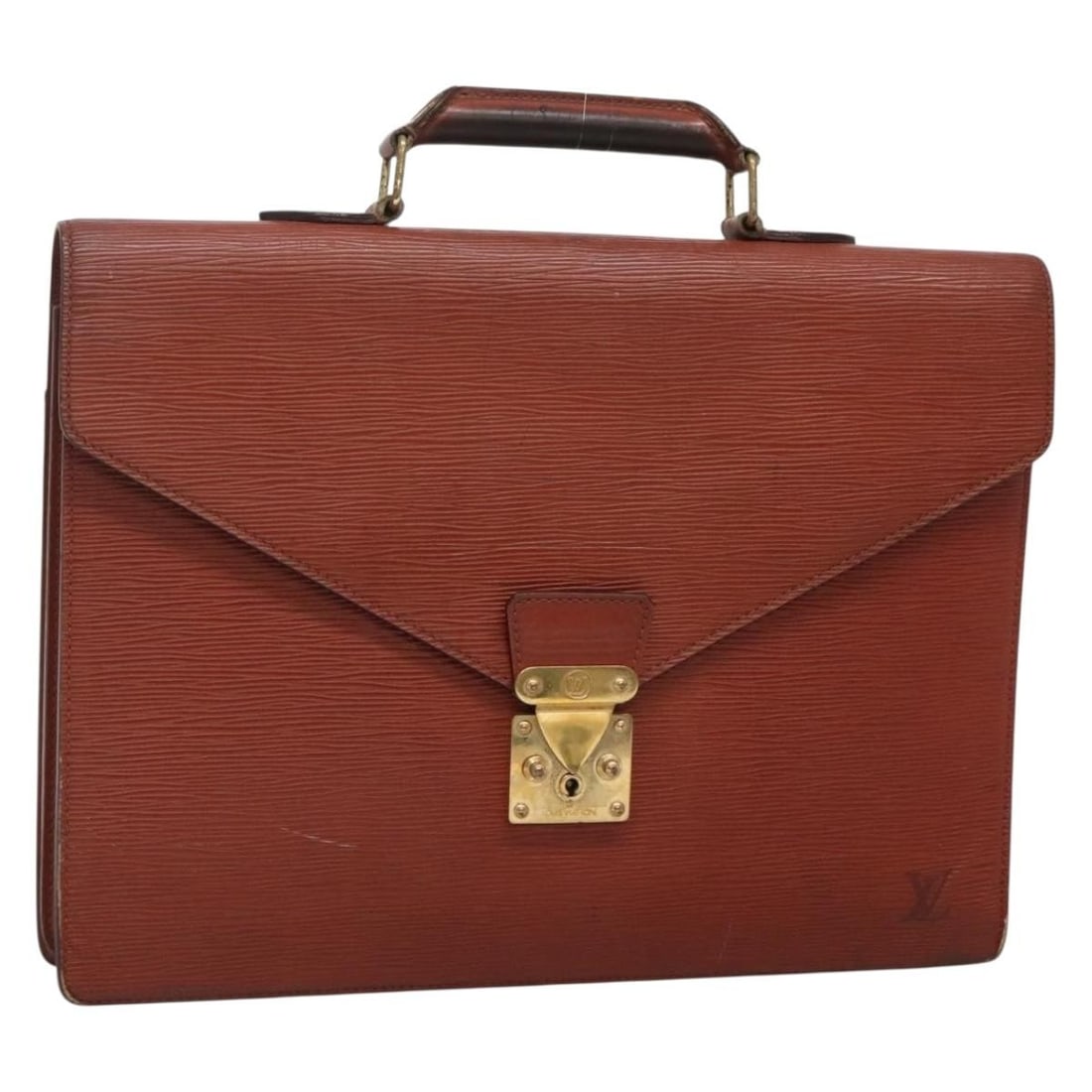 LOUIS VUITTON Epi Serviette Conseiller Briefcase M54423 Brown Leather: LOUIS VUITTON Epi Serviette Conseiller Briefcase M54423 Brown Leather This authentic Louis Vuitton Epi Serviette Conseiller Briefcase in rich brown Epi leather is a sophisticated accessory for profess