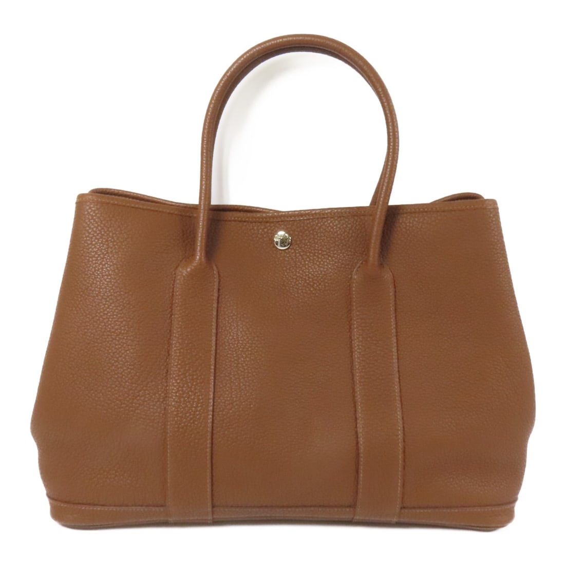 HERMES Garden Party PM Handbag Negonda Leather Brown PHW: HERMES Garden Party PM Handbag Negonda Leather Brown PHW Introducing the HERMES Garden Party PM Handbag, crafted from premium Negonda leather in a rich Marron d'Inde color. This elegant handbag featur