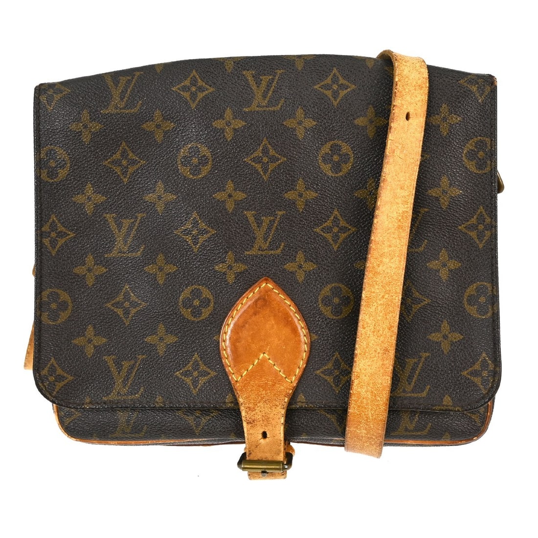 Louis Vuitton Cartouchiere GM Monogram Canvas Shoulder Bag M51252 Brown: Louis Vuitton Cartouchiere GM Monogram Canvas Shoulder Bag M51252 Brown This Louis Vuitton Cartouchiere GM shoulder bag features the iconic Monogram canvas and leather exterior with a classic flap buc