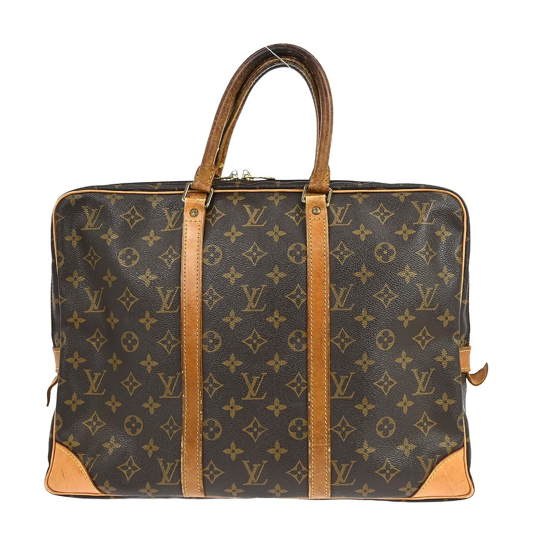 Louis Vuitton Porte Documents Voyage Monogram Canvas Medium Handbag M53361: Louis Vuitton Porte Documents Voyage Monogram Canvas Medium Handbag M53361 This Louis Vuitton Porte-Documents Voyage handbag features the iconic Monogram canvas leather exterior with beige double hand