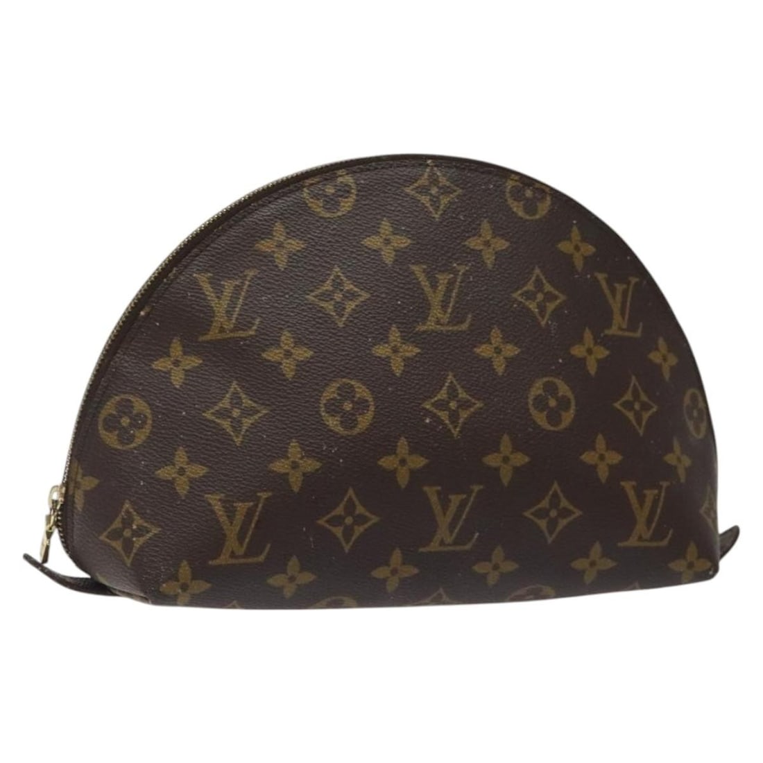 Monogram Canvas Cosmetic Bag Louis Vuitton M47520 Demi Ronde France: Monogram Canvas Cosmetic Bag Louis Vuitton M47520 Demi Ronde France This is a Louis Vuitton Monogram Trousse Demi Ronde cosmetic pouch, crafted from the brand's signature monogram canvas. Designed for