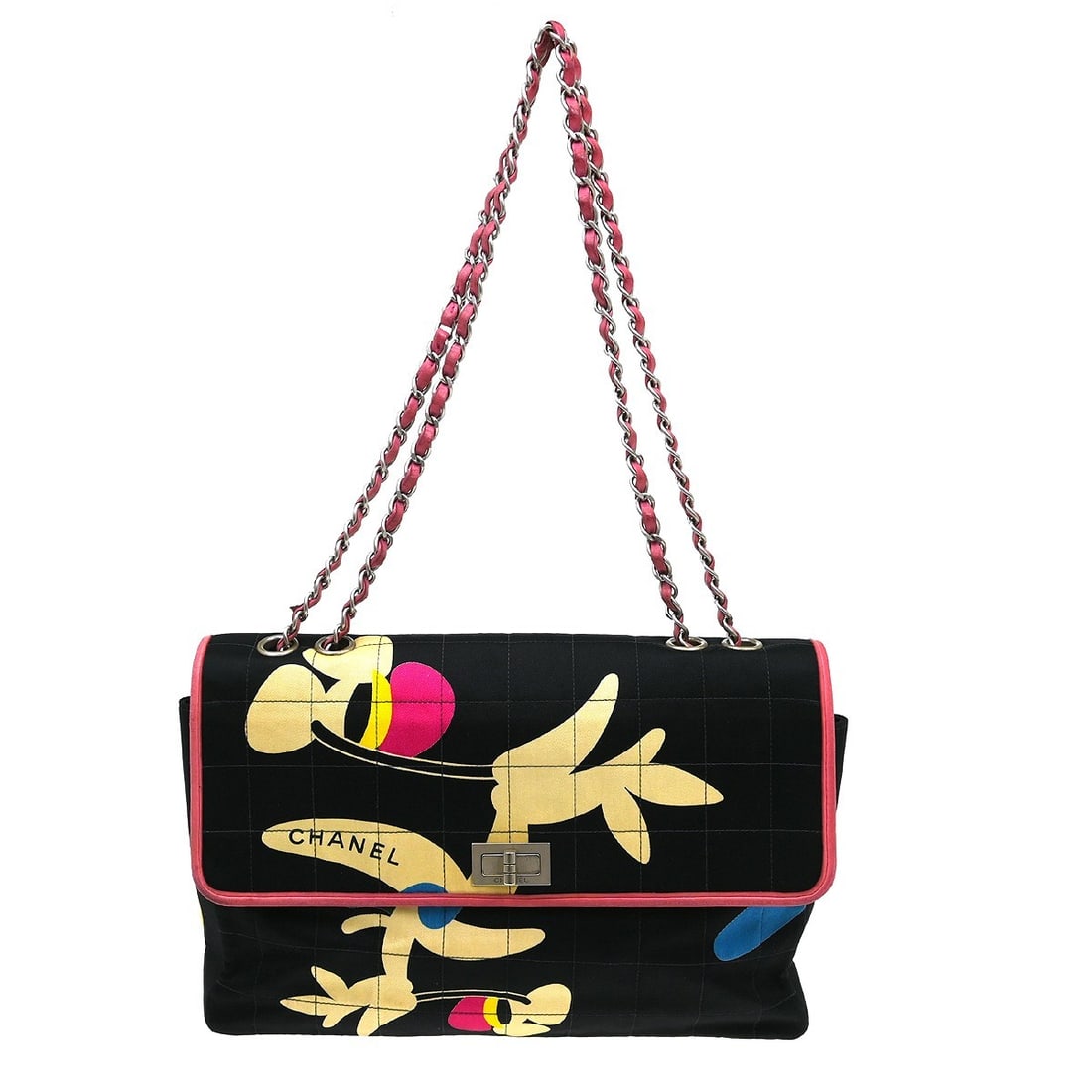 CHANEL Mademoiselle Black Canvas Leather Shoulder Bag: CHANEL Mademoiselle Black Canvas Leather Shoulder Bag This Chanel shoulder bag features the iconic Mademoiselle lock and is crafted from black canvas with leather accents. Designed in a medium size, i
