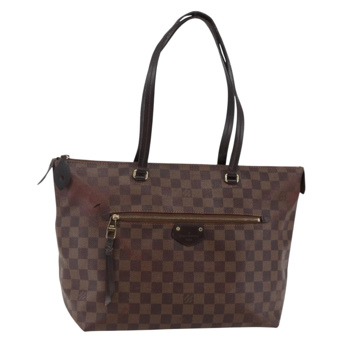 Louis Vuitton Jena MM Tote Bag Damier Ebene Canvas N41013 France: Louis Vuitton Jena MM Tote Bag Damier Ebene Canvas N41013 France This Louis Vuitton Jena MM tote bag features the signature Damier Ebene canvas in a classic brown color. The bag is made in France and 