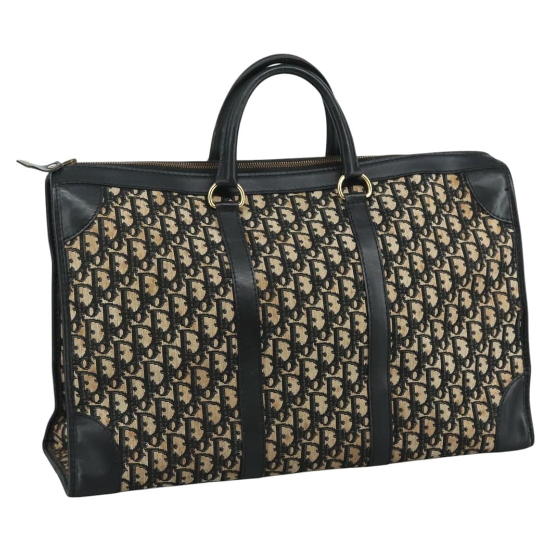 Christian Dior Trotter Canvas Navy Boston Bag Large French Handbag: Christian Dior Trotter Canvas Navy Boston Bag Large French Handbag This Christian Dior Boston bag features the signature Trotter canvas in navy. Designed for women, it offers ample interior space and 