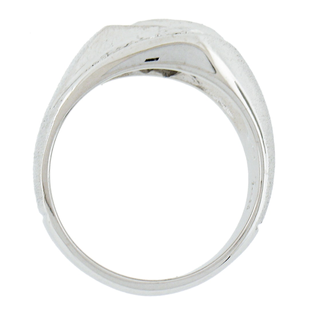 Men's 14k White Gold .33ctw Diamond Chevron Pinky Band Ring: Men's 14k White Gold .33ctw Diamond Chevron Pinky Band Ring This striking Men's Band Ring is crafted from 14k solid white gold and features a polished and satin finish with a unique chevron design. Th