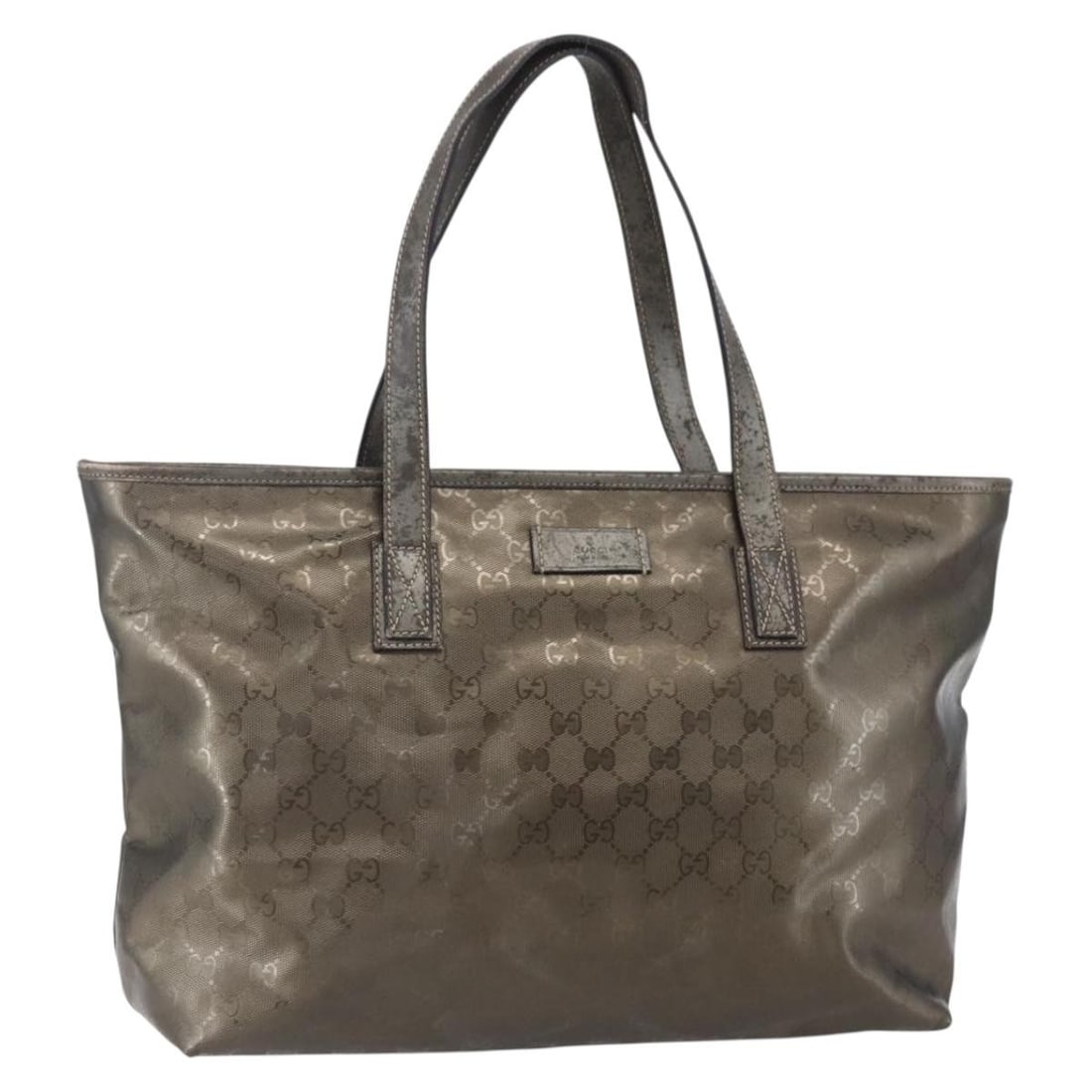 GUCCI GG Tote Bag PVC Silver Pink Gray 211137 Auth Italy: GUCCI GG Tote Bag PVC Silver Pink Gray 211137 Auth Italy This authentic GUCCI GG Implementation Tote Bag is crafted from durable PVC leather in a stylish silver and pink gray color combination. With a