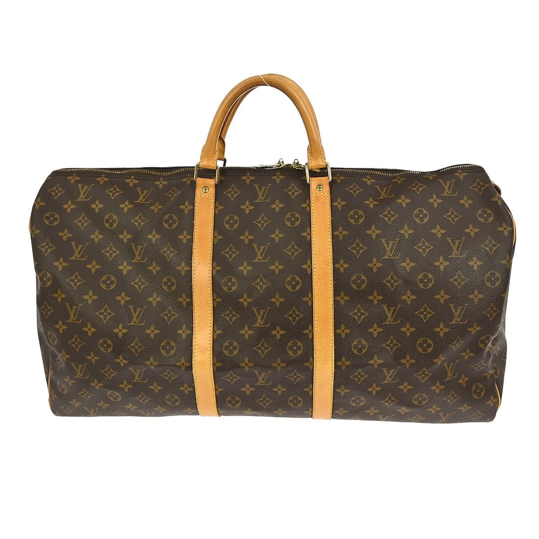Louis Vuitton Monogram Canvas Keepall Travel Bag 60cm: Louis Vuitton Monogram Canvas Keepall Travel Bag 60cm Louis Vuitton Keepall bag crafted from iconic monogram canvas in brown, designed for unisex use. This spacious travel bag features leather trim sh