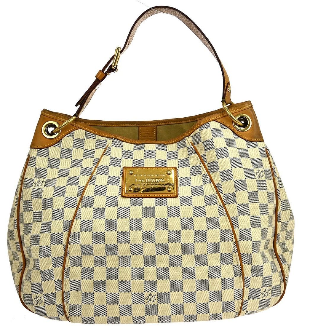 Galliera PM Shoulder Purse Damier Azur Canvas by Louis Vuitton N55215: Galliera PM Shoulder Purse Damier Azur Canvas by Louis Vuitton N55215 This is a Louis Vuitton Galliera PM shoulder bag in Damier Azur canvas, featuring a classic check pattern and logo accents. The me
