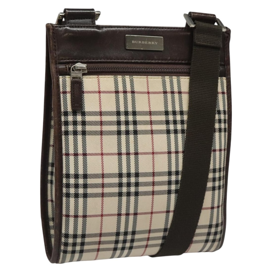 Beige Canvas Nova Check Shoulder Bag by Burberry for Women: Beige Canvas Nova Check Shoulder Bag by Burberry for Women This Burberry Nova Check shoulder bag features a classic beige canvas exterior with the iconic Nova Check pattern. Designed for women, the ba