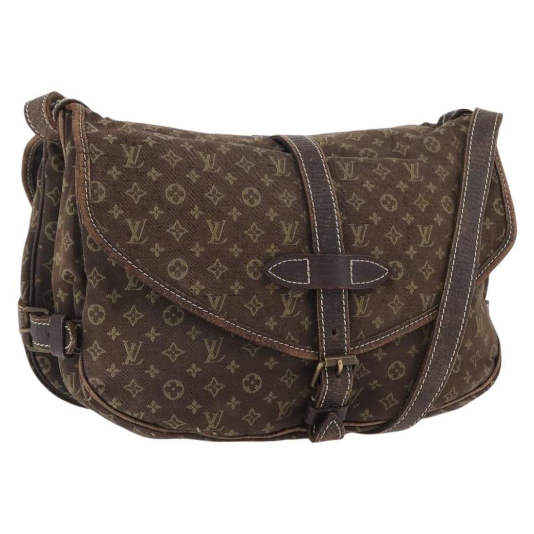 Louis Vuitton Mini Lin Canvas Saumur PM Brown Shoulder Bag M95227: Louis Vuitton Mini Lin Canvas Saumur PM Brown Shoulder Bag M95227 This Louis Vuitton Monogram Mini Lin Saumur PM is a women's shoulder bag crafted in brown Monogram Mini Lin canvas. The bag features a