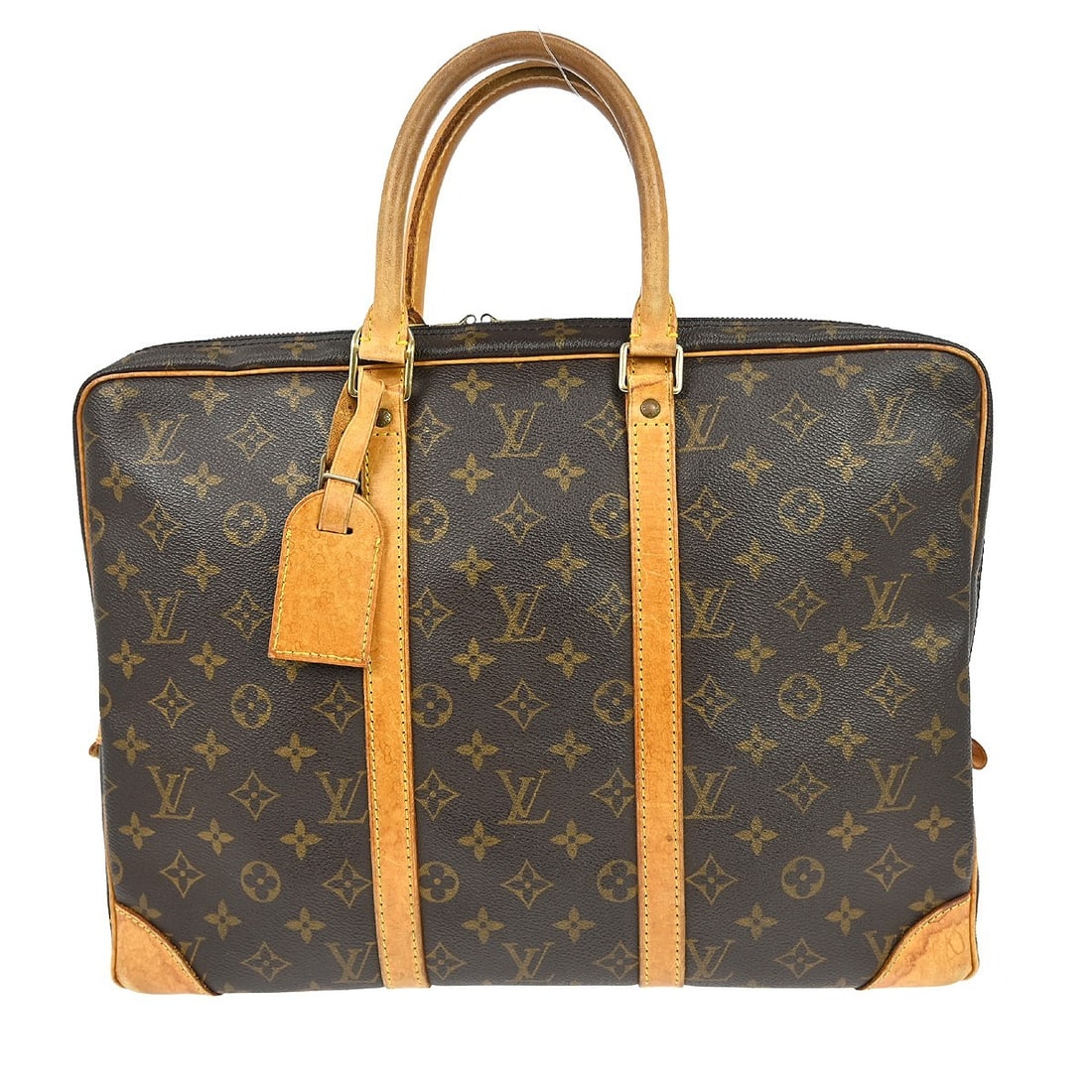Louis Vuitton Monogram Porte-Documents Voyage Brown Canvas M53361 Medium Handbag: Louis Vuitton Monogram Porte-Documents Voyage Brown Canvas M53361 Medium Handbag The Louis Vuitton Porte-Documents Voyage handbag features the iconic Monogram canvas leather exterior, complemented by 