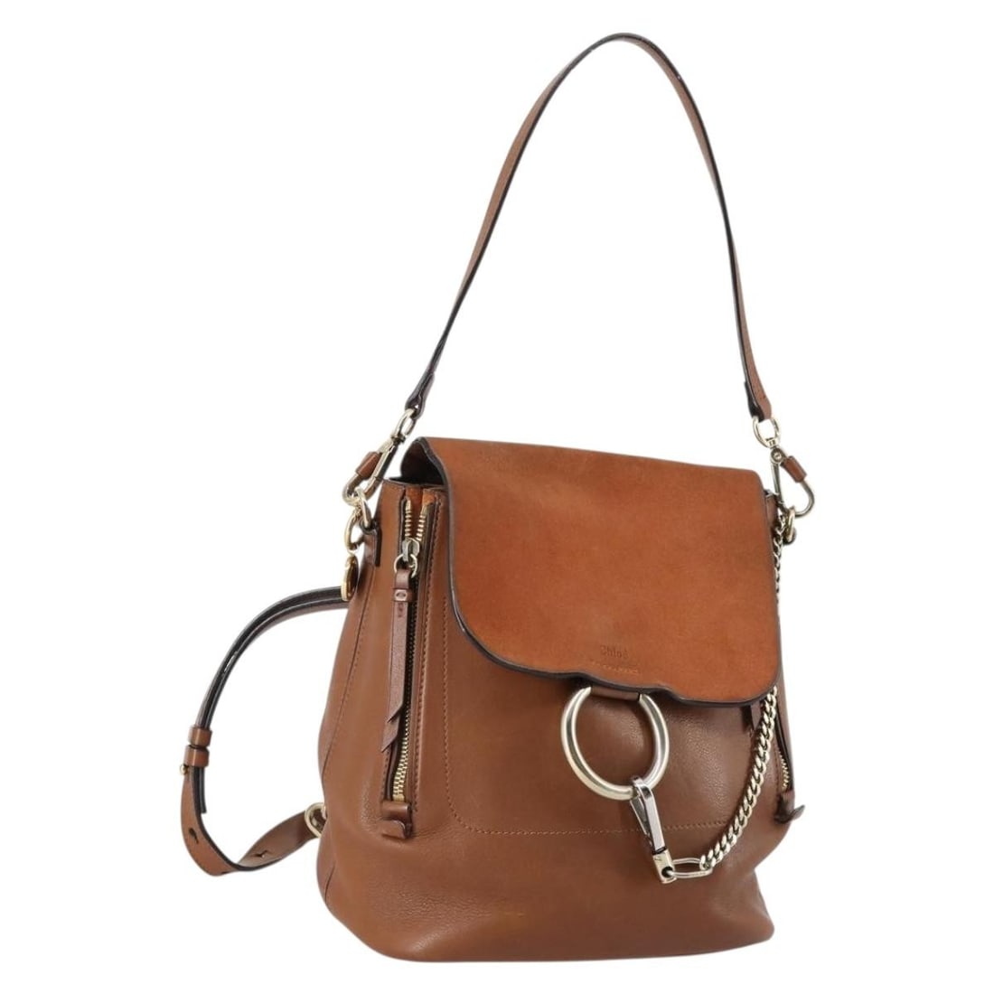 Chloe Fay Suede Leather 2way Backpack Brown Auth BA6830: Chloe Fay Suede Leather 2way Backpack Brown Auth BA6830 This Chloe Fay Backpack is a stylish and functional accessory crafted from luxurious brown suede leather. It features a two-way design, allowing