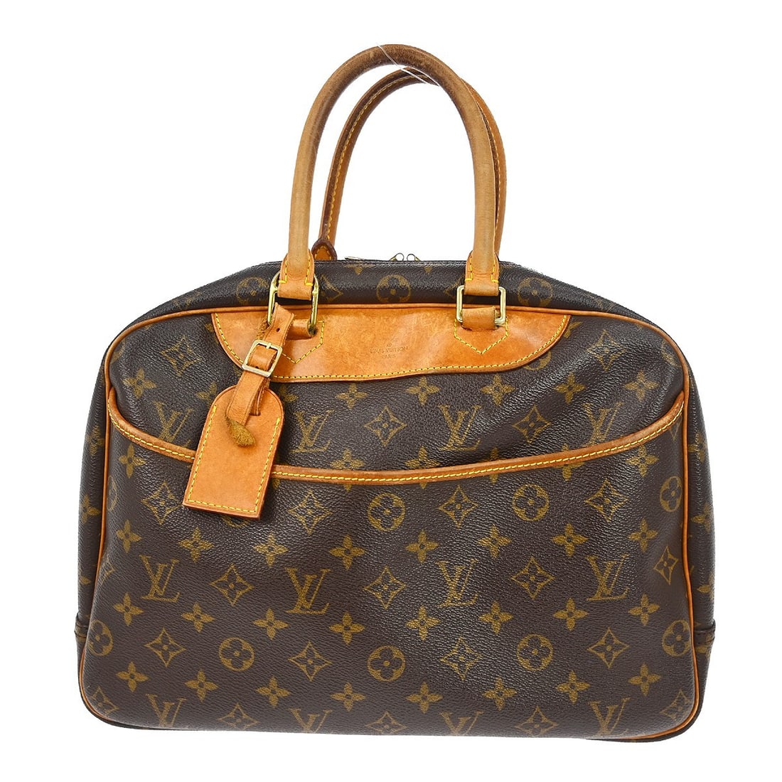 Louis Vuitton Deauville Monogram Canvas Vanity Bowling Bag M42270: Louis Vuitton Deauville Monogram Canvas Vanity Bowling Bag M42270 This Louis Vuitton Deauville Bowling handbag features the iconic Monogram canvas leather with beige double handles and zip closure. De