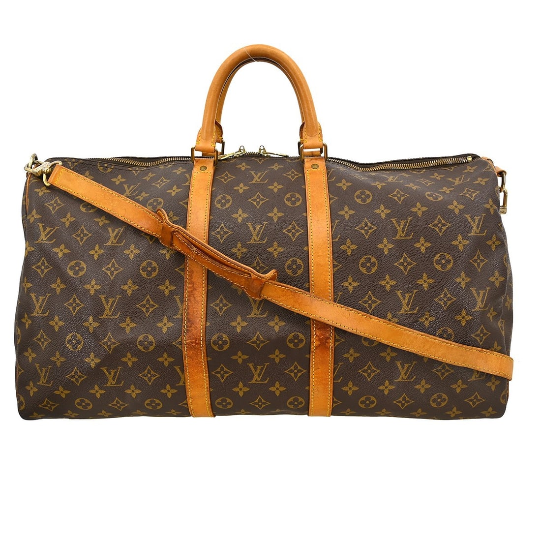 Louis Vuitton Keepall Bandouliiere 55 Monogram Canvas Extra Large Travel Duffle Bag: Louis Vuitton Keepall Bandouliiere 55 Monogram Canvas Extra Large Travel Duffle Bag This Louis Vuitton Keepall Bandouliere 55 is an extra large duffle bag crafted from signature monogram canvas with b