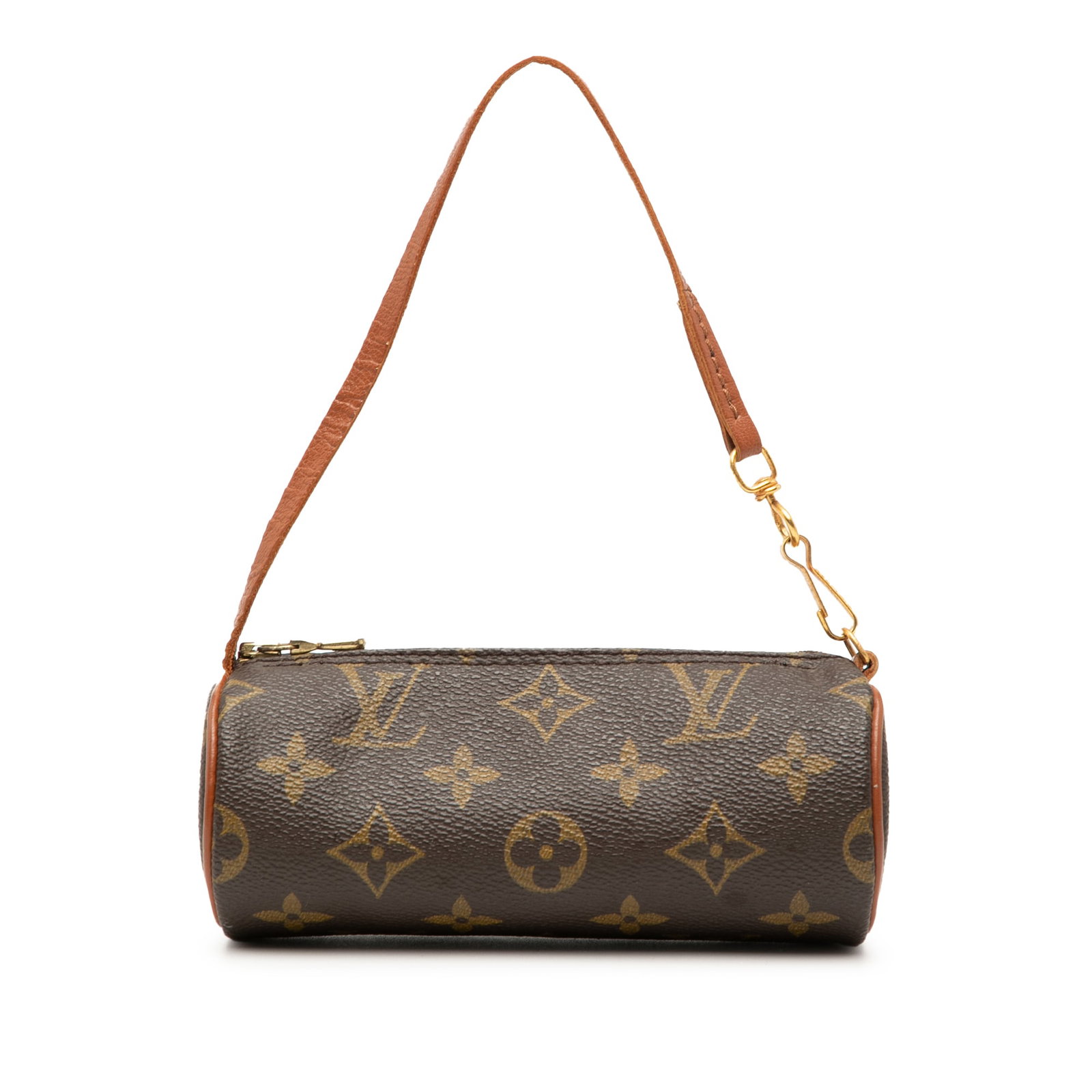 Louis Vuitton Papillon Monogram Canvas Pochette Bag with Detachable Strap: Louis Vuitton Papillon Monogram Canvas Pochette Bag with Detachable Strap This Louis Vuitton Monogram Papillon Pochette features the signature monogram canvas body, a detachable flat leather strap, an