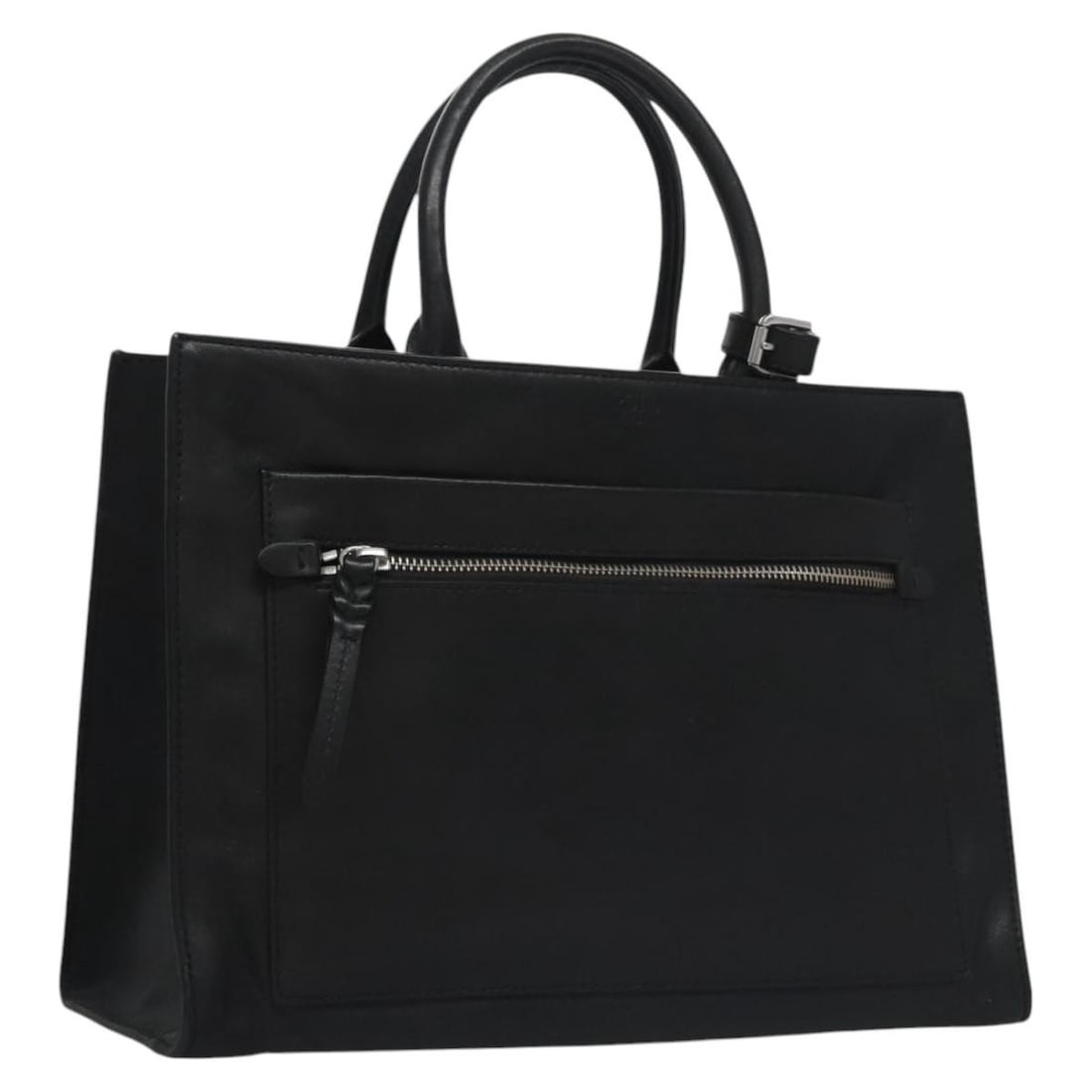 Leather Handbag in Black and Silver by Poro Ralph Lauren: Leather Handbag in Black and Silver by Poro Ralph Lauren This Poro Ralph Lauren handbag features a black leather exterior with silver-tone accents. Designed for women, it offers a spacious interior an