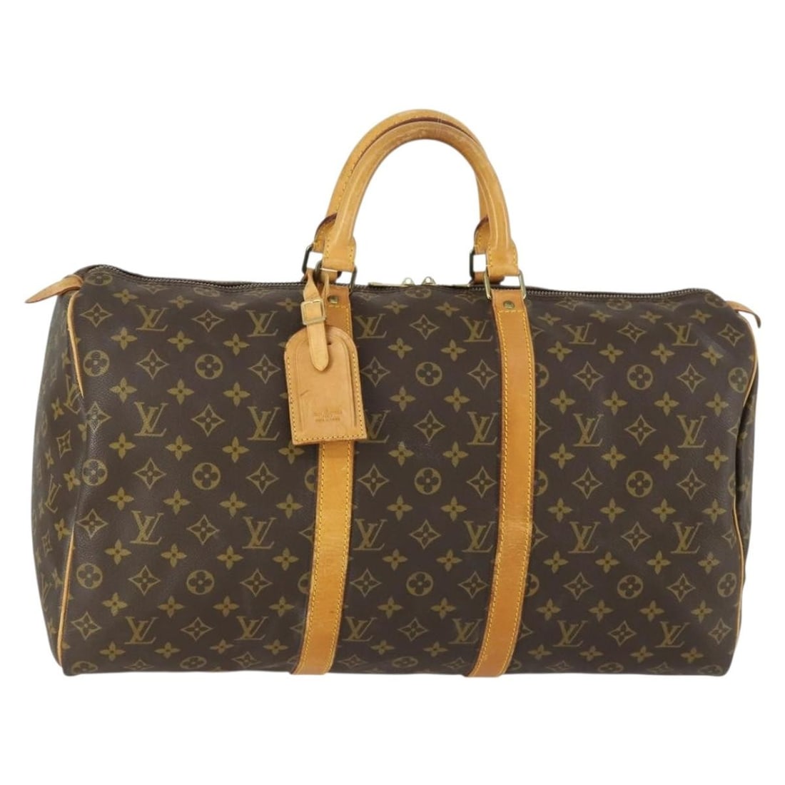 Louis Vuitton Keepall 50 Monogram Canvas Boston Travel Bag M41426 France: Louis Vuitton Keepall 50 Monogram Canvas Boston Travel Bag M41426 France This Louis Vuitton Monogram Keepall 50 Boston Bag is crafted from signature monogram canvas and features natural leather trim w