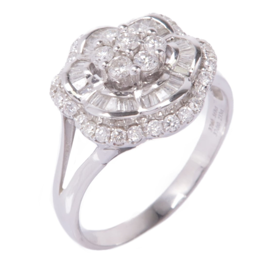 Diamond Ring in 18K White Gold Size 9.75 by JEWELRY: Diamond Ring in 18K White Gold Size 9.75 by JEWELRY This elegant women's ring features a sophisticated design crafted in 18K white gold and is adorned with a diamond as the main stone. The ring is siz