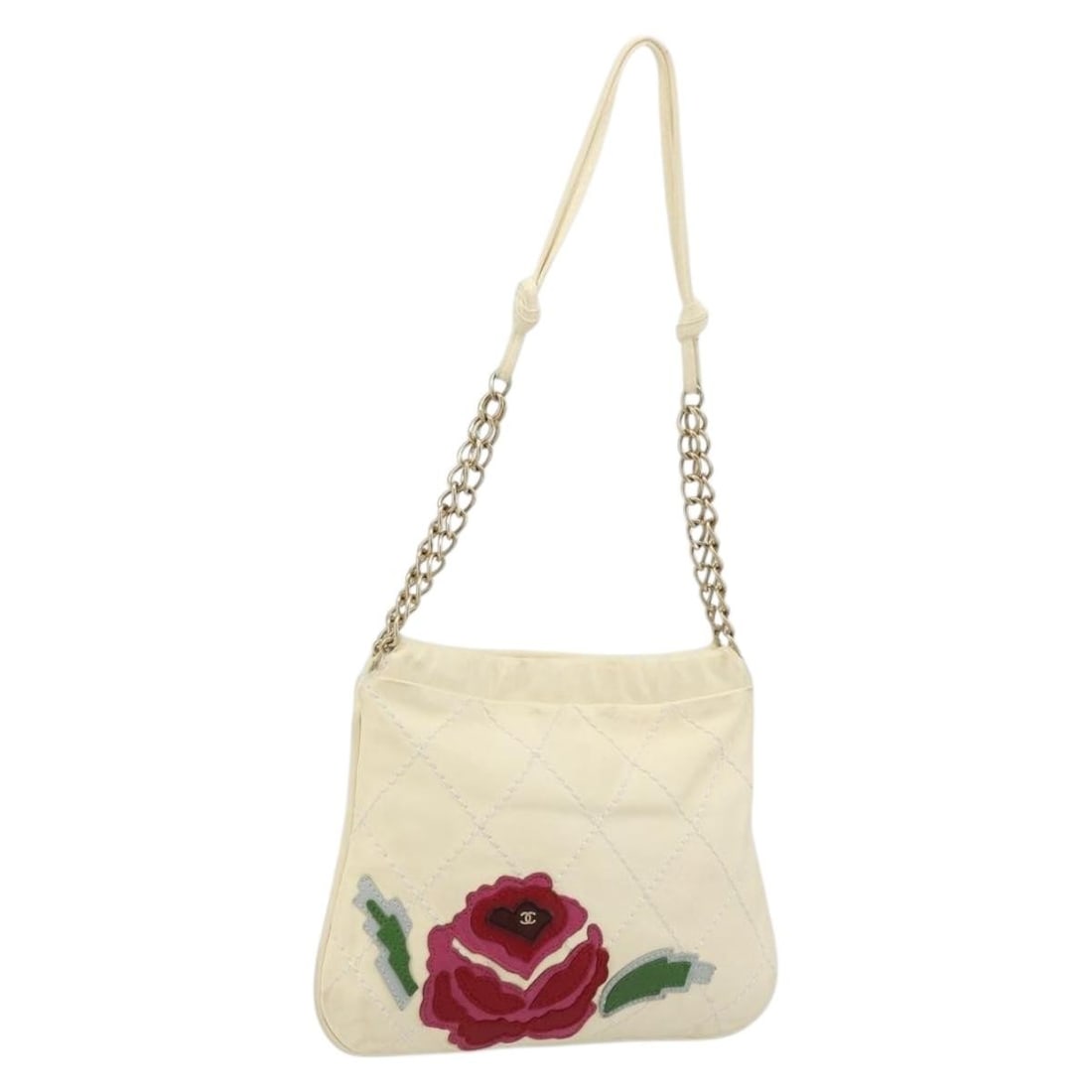 CHANEL lambskin white gold chain handbag Wild Stitch CC Auth: CHANEL lambskin white gold chain handbag Wild Stitch CC Auth This CHANEL Wild Stitch Chain Hand Bag is crafted from lambskin in a white and gold color combination. The bag features a chain handle with