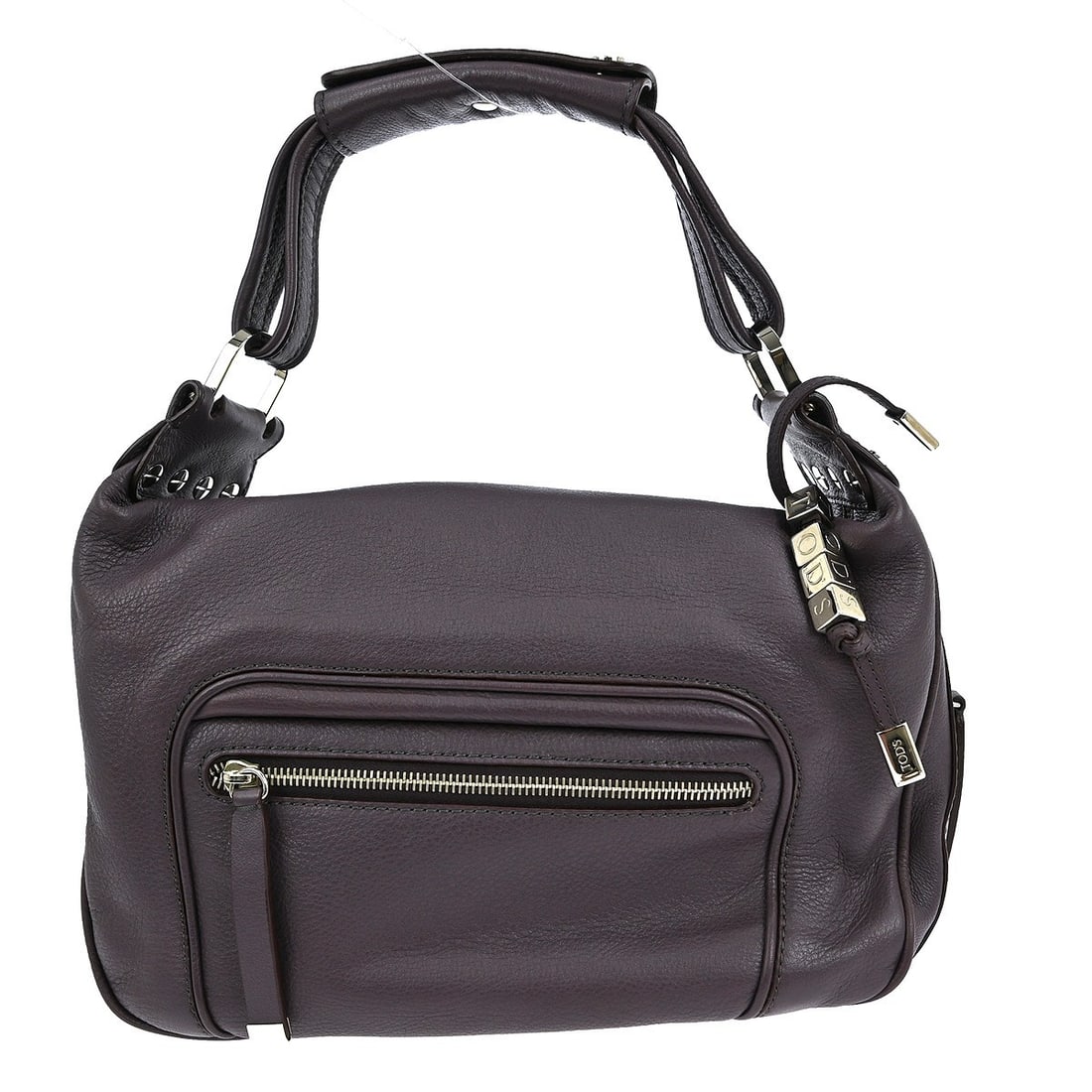 Tod's Medium Purple Leather Top Handle Bag with Double Handles: Tod's Medium Purple Leather Top Handle Bag with Double Handles This vintage Tod's top handle bag features a purple leather exterior with matching leather double handles and a zip closure. The medium-s