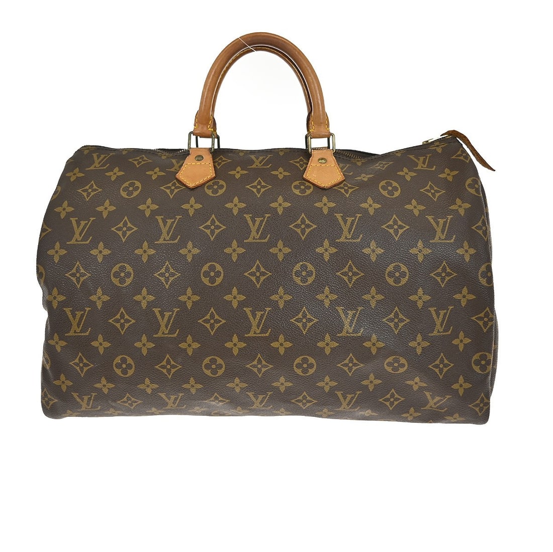 Louis Vuitton Speedy 40 Monogram Canvas Large Brown Duffle Bag: Louis Vuitton Speedy 40 Monogram Canvas Large Brown Duffle Bag This Louis Vuitton Speedy 40 duffle handbag features the iconic monogram canvas leather exterior in brown with double handles and a zip c