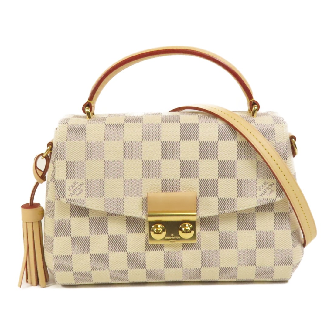 Louis Vuitton Croisette Damier Azur White Two Way Shoulder Bag PVC Canvas GHW: Louis Vuitton Croisette Damier Azur White Two Way Shoulder Bag PVC Canvas GHW This Louis Vuitton Croisette 2 Way Shoulder Bag features the signature Damier Azur white PVC coated canvas and is designed