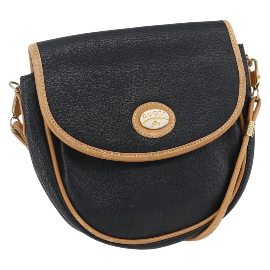 Black Leather Shoulder Bag by Gucci with Gold Accents: Black Leather Shoulder Bag by Gucci with Gold Accents This GUCCI shoulder bag features black leather accented with gold-tone details. Designed for women, the bag is crafted in Italy and includes a lon