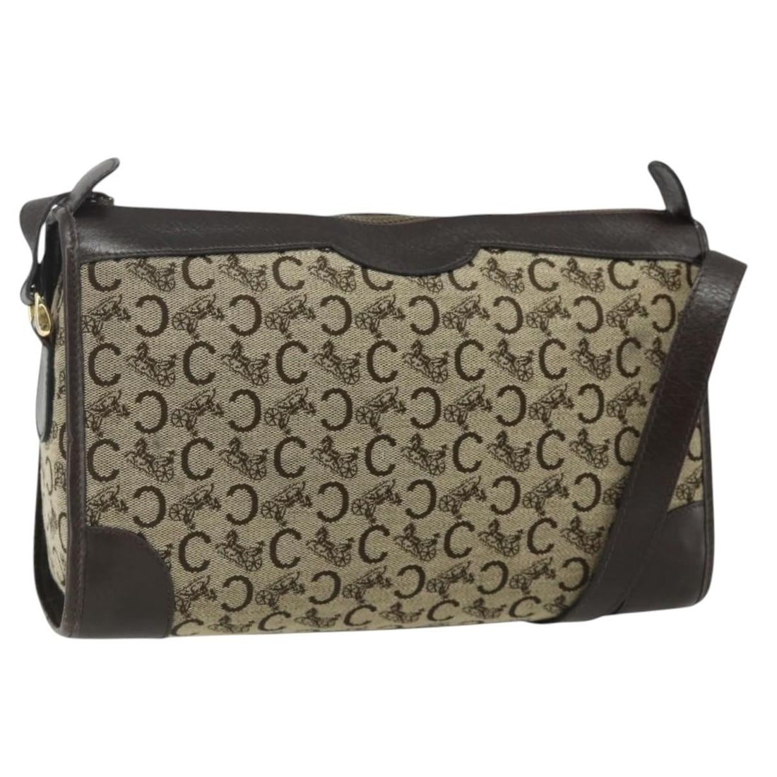 CELINE Beige Gold Canvas Sulky Shoulder Bag Italy: CELINE Beige Gold Canvas Sulky Shoulder Bag Italy This CELINE C Sulky shoulder bag features a beige and gold canvas exterior and is designed for women. The bag is made in Italy and offers a spacious i