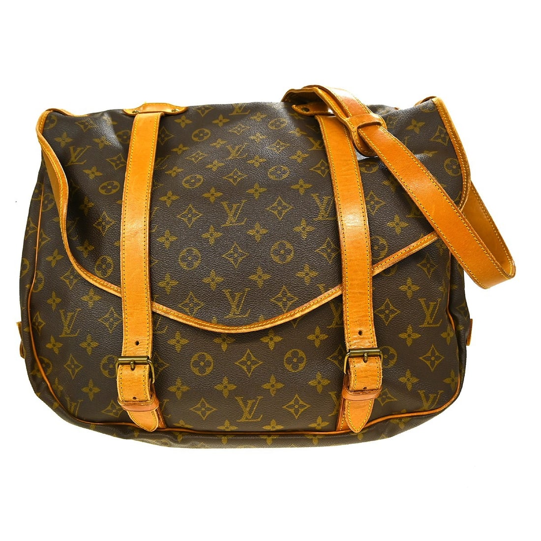 Louis Vuitton Saumur 43 Monogram Canvas Messenger Crossbody Bag M42252: Louis Vuitton Saumur 43 Monogram Canvas Messenger Crossbody Bag M42252 This Louis Vuitton Saumur 43 messenger bag features the iconic monogram canvas leather exterior with brown leather crossbody stra