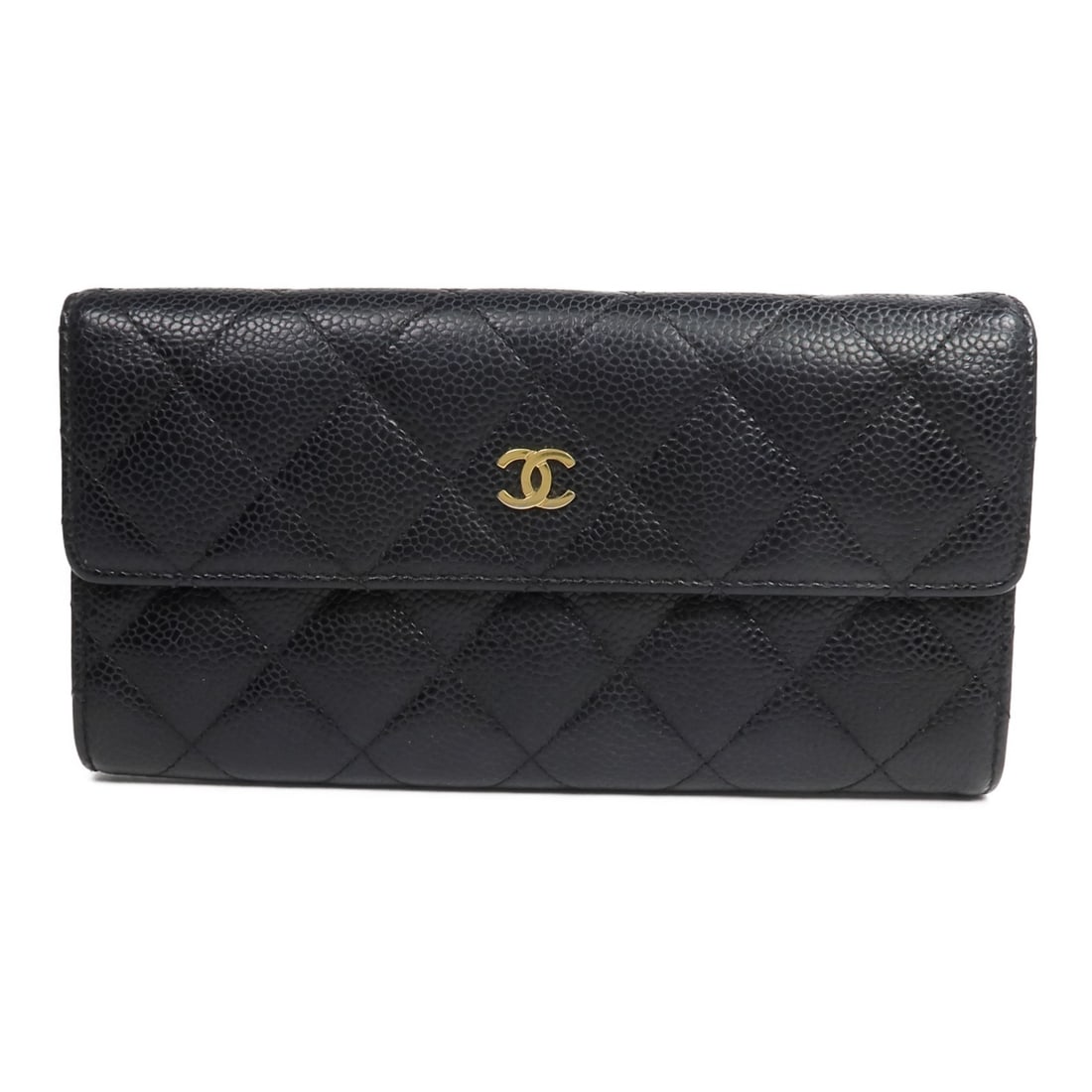 Black CHANEL Calfskin CC Long Flap Bifold Wallet GHW: Black CHANEL Calfskin CC Long Flap Bifold Wallet GHW This CHANEL long flap wallet features a classic bifold design crafted from black calfskin leather. Designed for women, it offers both elegance and 