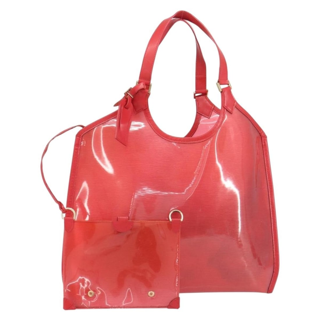 LOUIS VUITTON Epi Plage Via Hand Bag Red Grenadine M92152 LV Auth: LOUIS VUITTON Epi Plage Via Hand Bag Red Grenadine M92152 LV Auth This Louis Vuitton Epi Plage Via Hand Bag is a stylish accessory crafted from high-quality vinyl in a vibrant red grenadine color. Mea