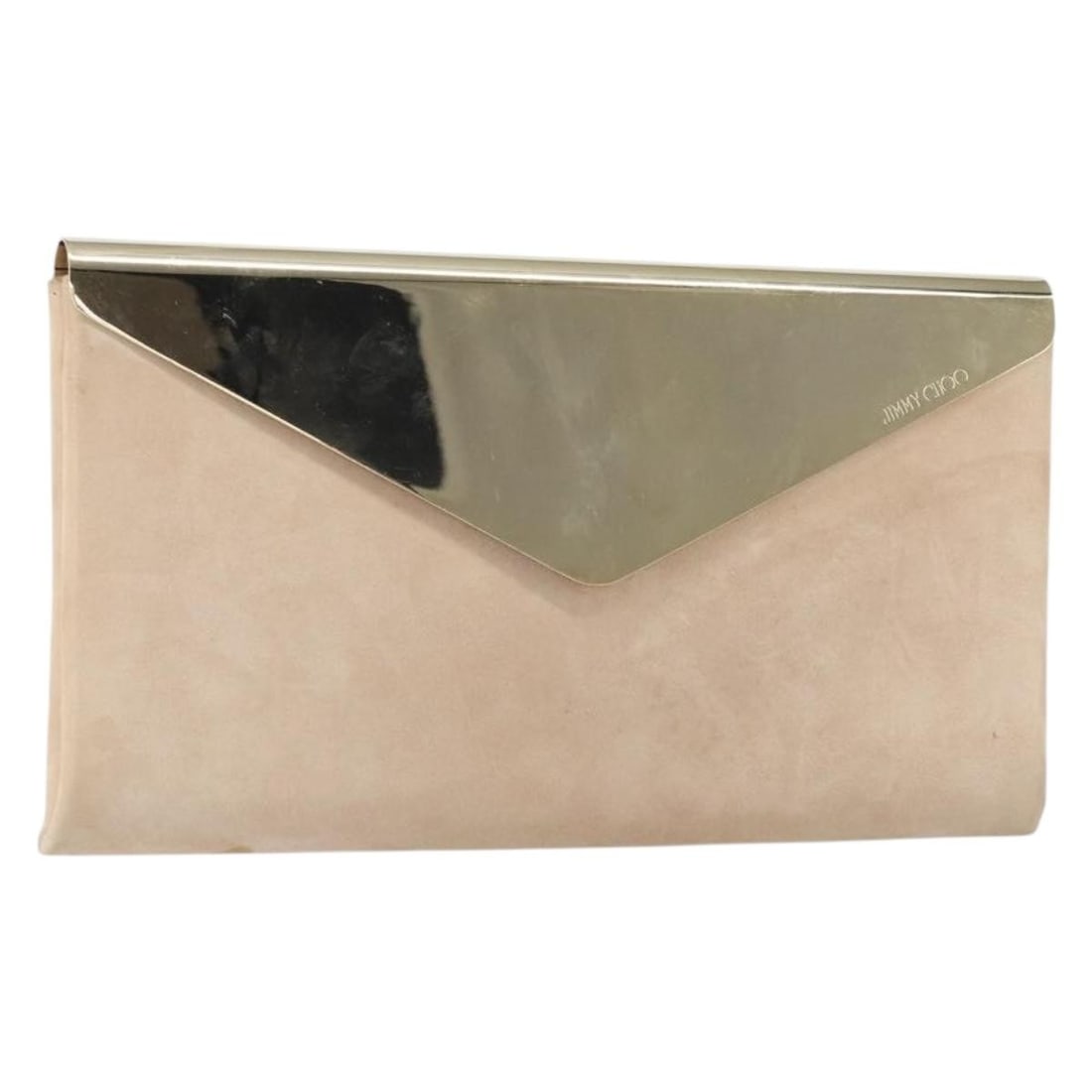 Jimmy Choo Pink Suede Clutch with Gold Accents and Guarantee Card (1 of 18)