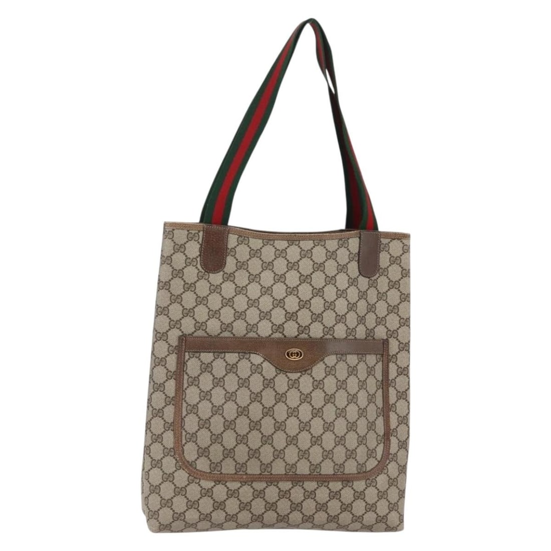 GUCCI GG Supreme Web Sherry Tote Bag Beige Gold PVC 39 02 003 Auth (1 of 18)